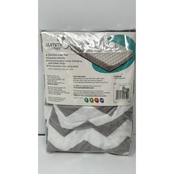 Summer Ultra Plush Changing Pad Cover Chevron Gray White Soft Baby Gift - Picture 4 of 7